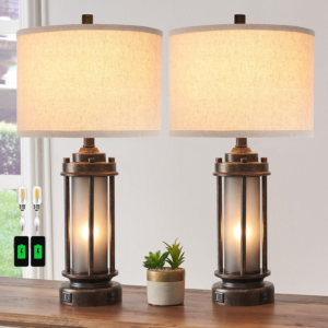 set-of-2-farmhouse-table-lamps-with-usb-ports-frosted-glass-night-light-bronze