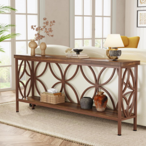 tribesigns-70-9-narrow-sofa-table-industrial-console-table-with-storage-brown-glossy