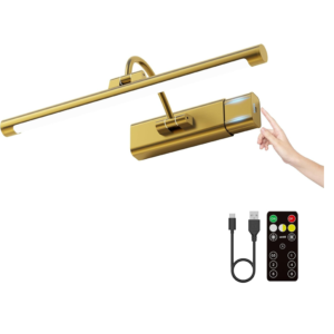 16-wireless-picture-light-with-6000mah-battery-remote-brass-wall-art-light
