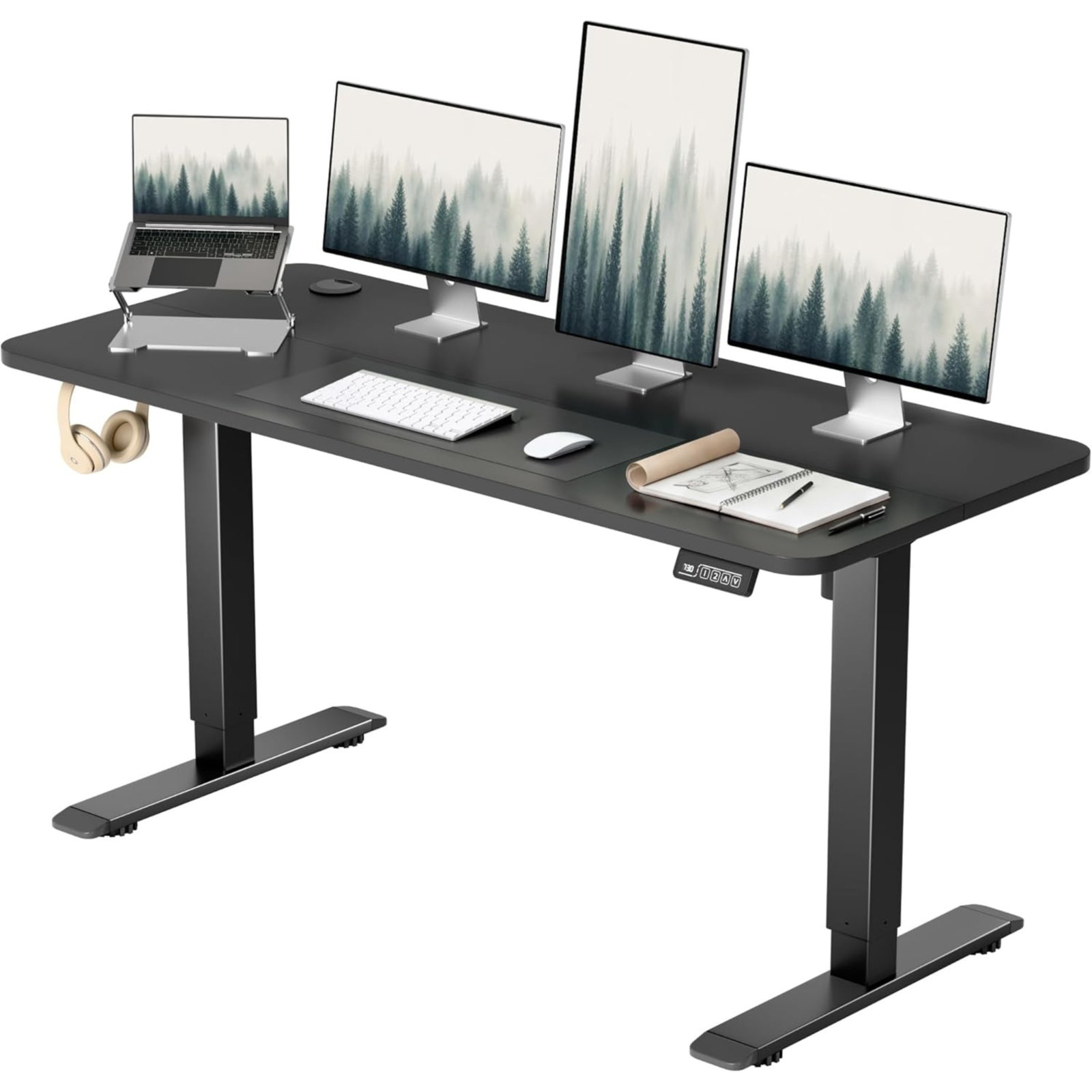 furmax-55-electric-standing-desk-adjustable-sit-stand-home-office-desk-black