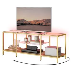 hoobro-55-tv-stand-with-led-lights-power-outlets-glass-media-console-for-tvs-up-to-65-gold