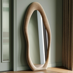 63x24-wavy-full-length-mirror-with-flannel-wrapped-wooden-frame-milk-tea