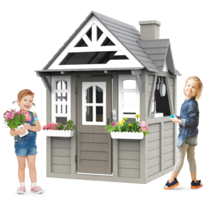 wooden-kids-playhouse-with-sink-stove-working-doorbell-indoor-outdoor-cottage-gray