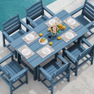 serwall-7-piece-outdoor-patio-dining-set-with-umbrella-hole-table-6-chairs-blue